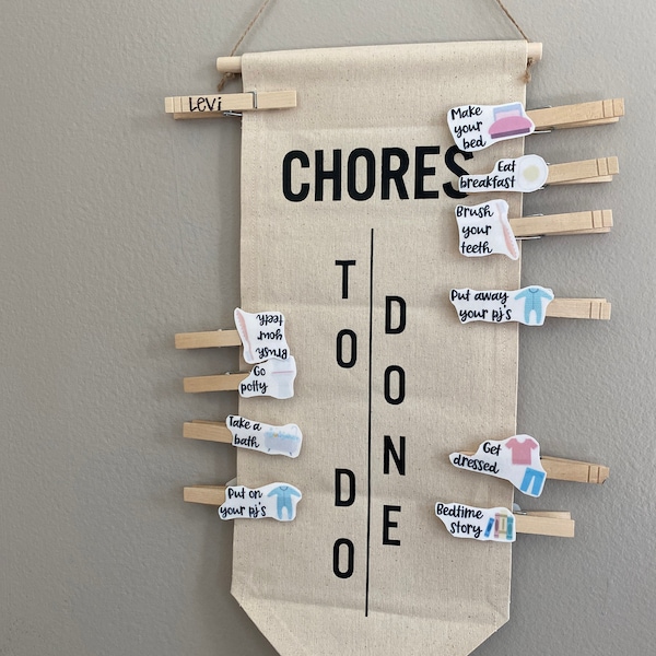 Handmade Fabric Chore Chart - Fabric Chore Banner - Decorative Chore ...