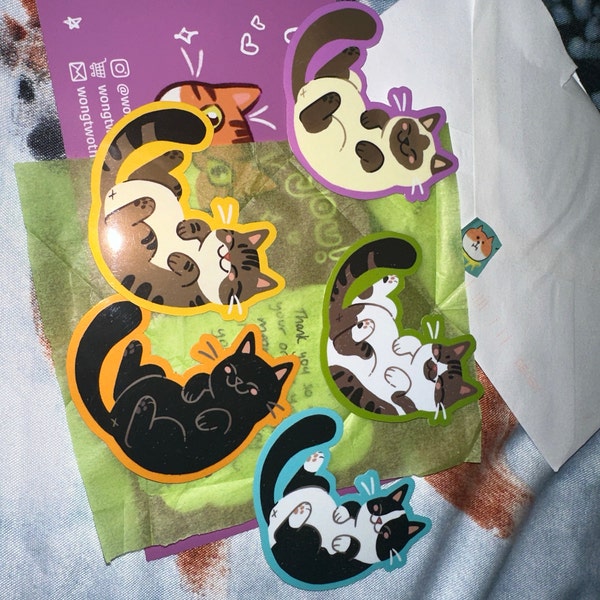 Belly Cat Stickers | Vinyl Sticker | Cute Stickers | Black Cat ...
