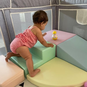 Iglu Soft Play Iglu Set 6 Pastel Soft Play Forms, Large Foam Blocks, Baby Slide, Indoor Climbing Toys for Toddlers 1-3, Climbing Blocks, Baby Crawling
