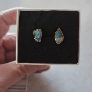 Customer photo from Lori, Large Raw Australian Opal Stud Earrings