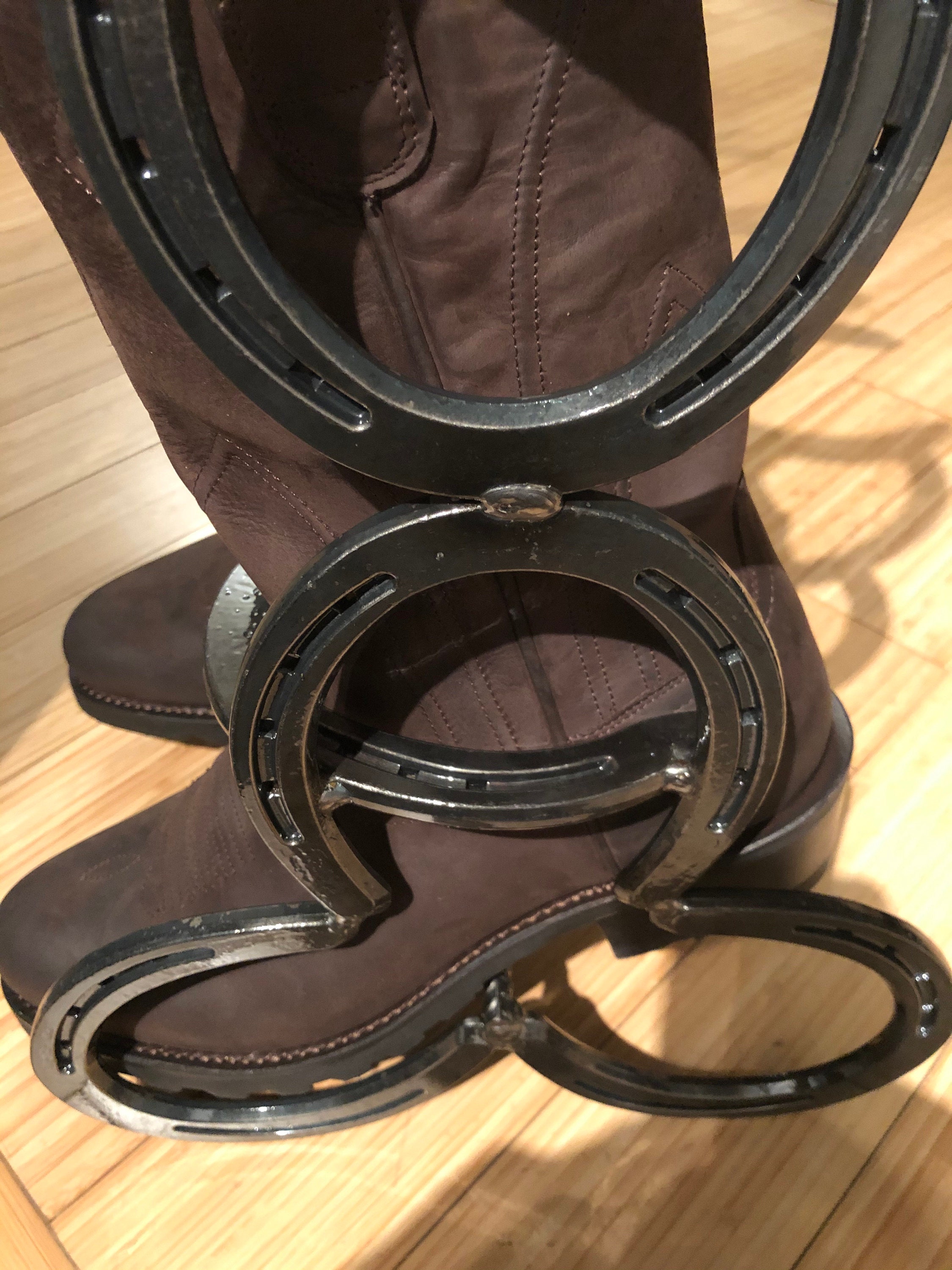horseshoe boot rack, mudroom storage, cowboy boot holder, entryway
