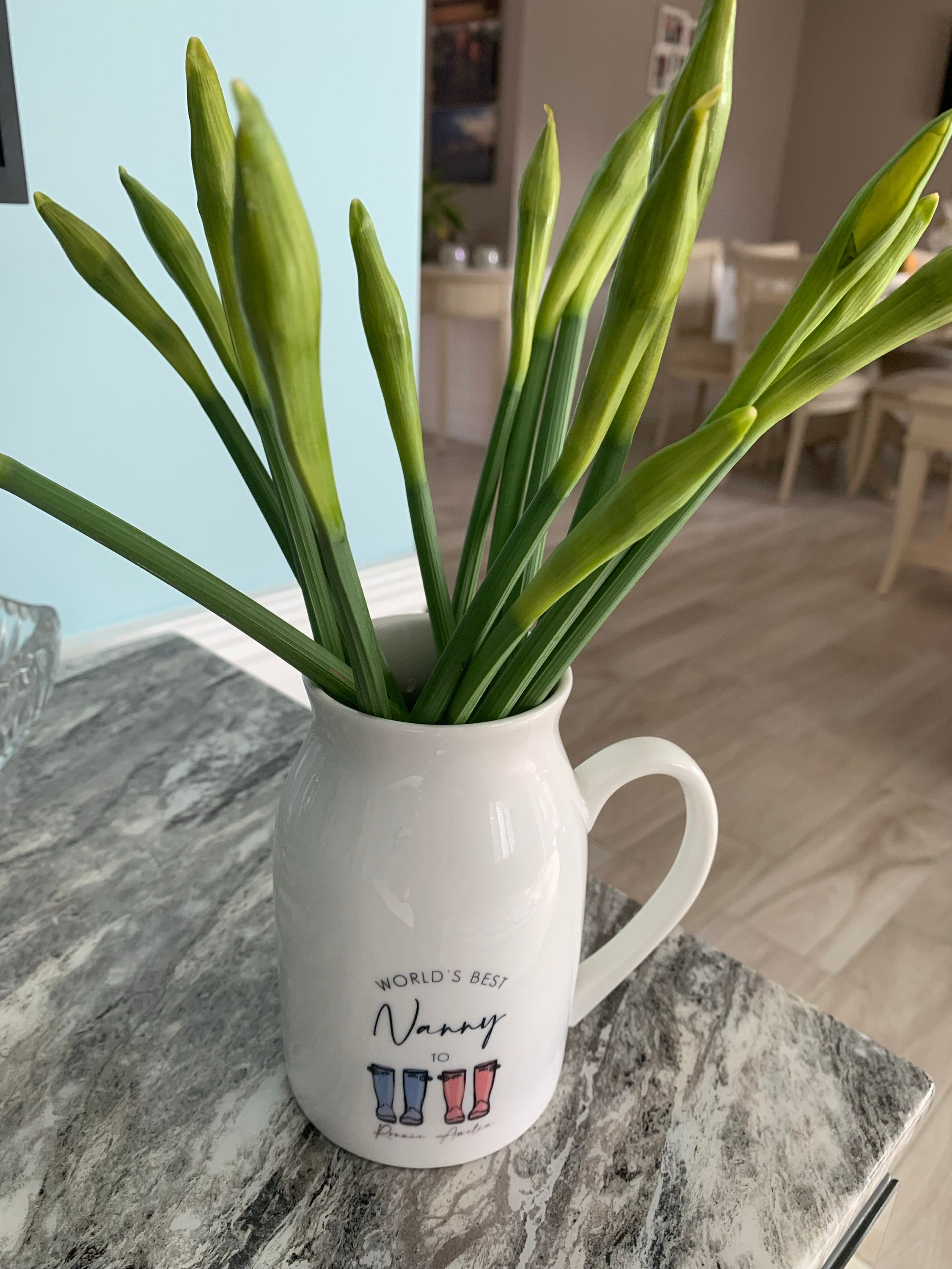 Personalisierter Muttertagskrug - Muttertagsvase - Muttertagsgeschenk - Oma-Geschenke - Mama-Geschenk - Geschenke für Mama - Gartengeschenke - Blumenvase