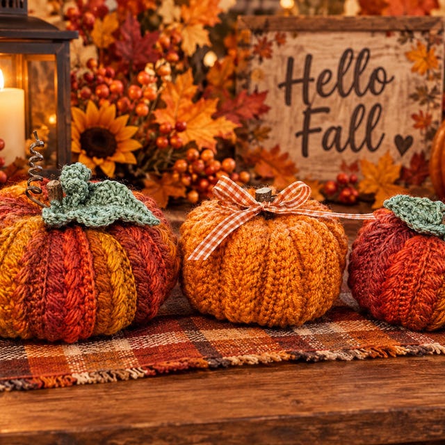 A customer's finished Wheat Stitch Pumpkin Spice Crochet Trio Pattern