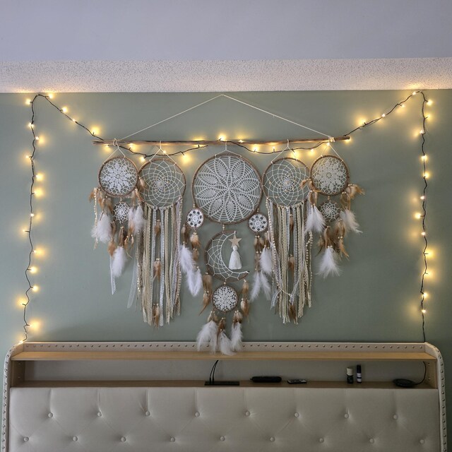 Dromenvanger met Verlichting - Macramé Wandkleed - Bohemian - Ook voor Kinderen - Dreamcatcher - Inclusief ophanghaakje