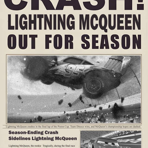 Lightning Mcqueen Crash Poster - High-resolution Digital Download ...