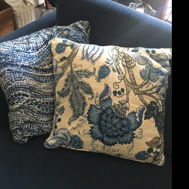 Blue and White Hampton's Cushion Covers Striped Etsy