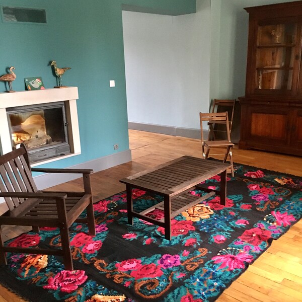 Magnifique vintage tapis roumain Romanian rug kilim handmade wool