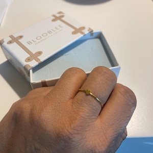 Customer photo, Tiny Heart Stacking Ring
