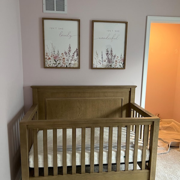Wildflower Nursery Wall Art Pink Flower Purple Nursery Print Floral ...