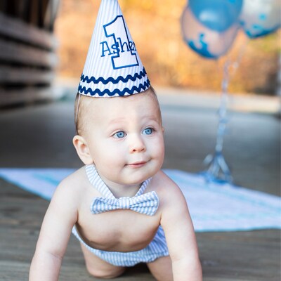 Boys Cake Smash Outfit - Fishing Party - Ofishally One - The Big One - Diaper Cover, Bow Tie & Hat - Shirt - Bobber - First 1st Birthday