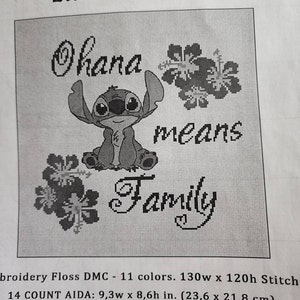 Experiment 626 Cross Stitch Pattern, Ohana Means Family Xstitch
