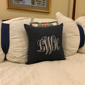 Custom Large Embroidered Monogram Pillow 16 by 12 Great Gift Idea ...