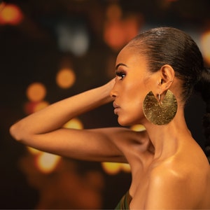 Statement earrings for women. African brass jewelry Summer | Etsy