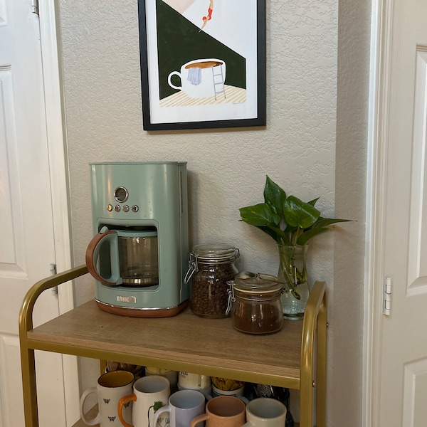 Coffee Diver Poster Stampa Buongiorno Poster Regalo per gli amanti del caffè Stazione del caffè Decorazione Arte murale Poster da cucina verde salvia alla moda Regalo per lei