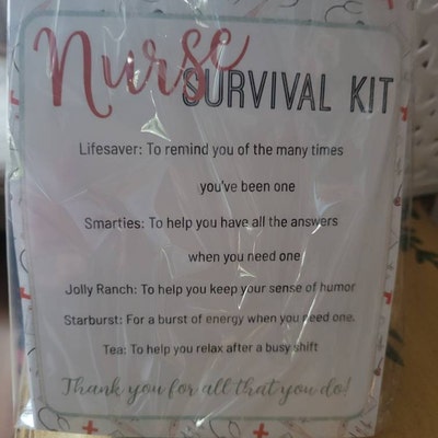 Editable Nurse Survival Kit Printable Thank You Card for Nurses ...