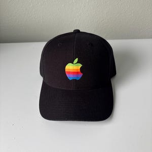 Retro Apple Computers rainbow logo hat - embroidered