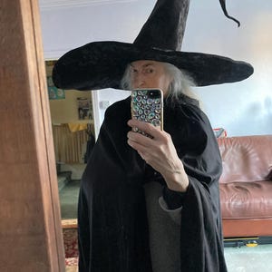 ハロウィン用ベージュ特大魔女帽子、つば広魔女帽子、カスタムサイズ