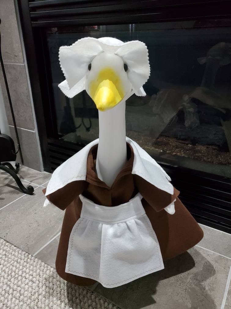 Goose Outfit - Fall Sarah Pilgrim Lawn Goose Clothes - Thanksgiving Goose Outfit - Fits 23"to 25" Plastic/Cement Porch Goose, Handmade by Me