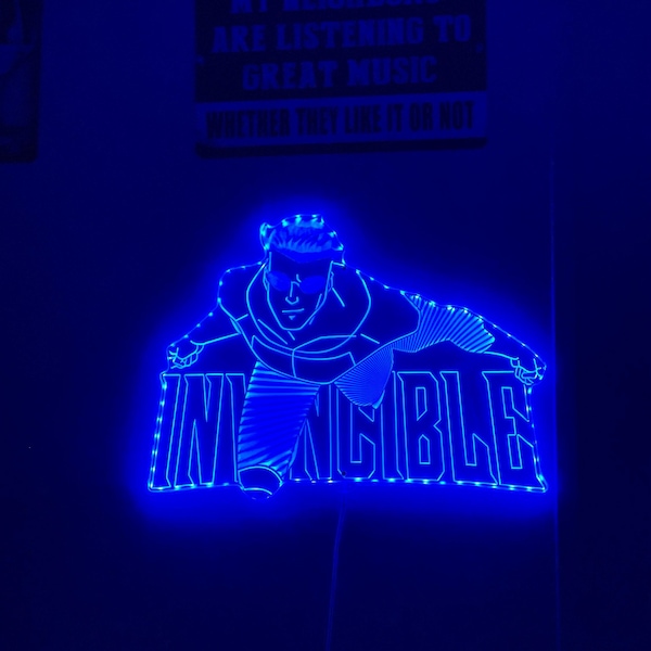 Invincible Lighting Invincible Wall LED Light Sign With Multi Colors, Custom Comic Game ...