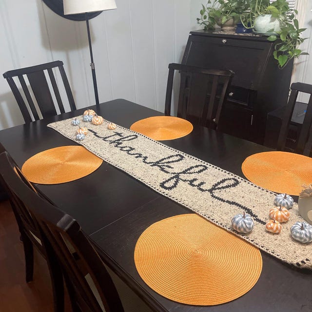 A customer's finished Thankful Table Runner Crochet Pattern