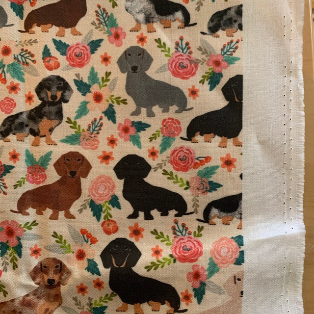 Vintage bloemen teckelstof op maat geknipt Doxie-stof Bloemen