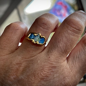 Customer photo from Kerri, Three Stone Raw Australian Opal Ring