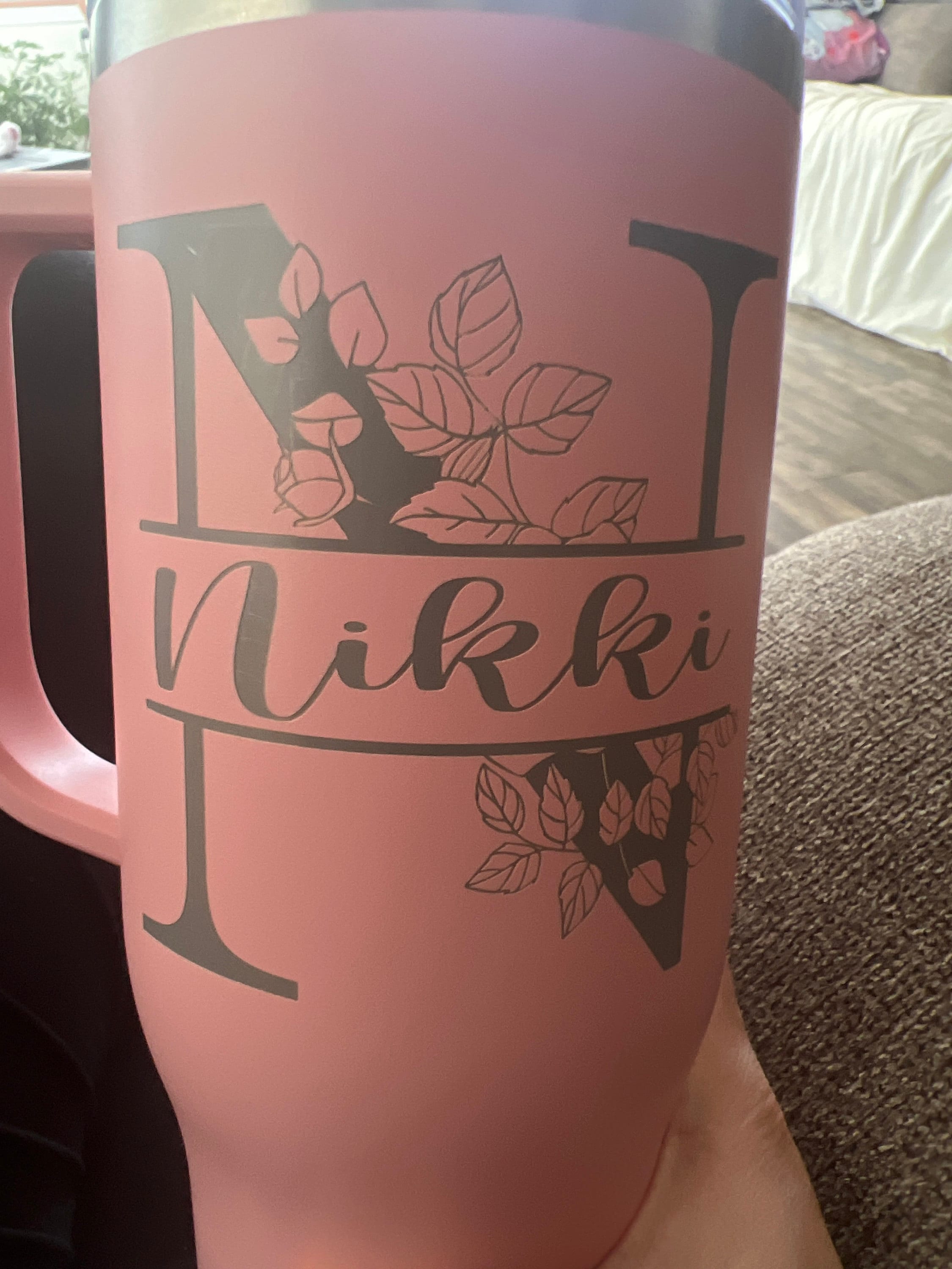 Personalized 40oz Tumbler with Handle, Lid and Straw, Stainless Steel Engraved Tumbler, Personalized Gift for Dad, Gift for Him