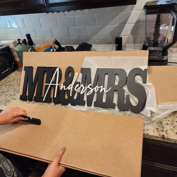 Wedding Plaque Personalised Mr & Mrs Wooden Name Plaque – Custom Medium/Large MDF Sign For Weddings Wooden Pet Names Home Décor Plaques & Signs - Foto 6