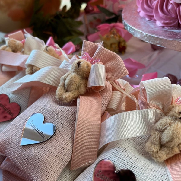 Teddy Bear Favor Bags, Baby Girl Shower Gift Bag, Bear Theme Party ...