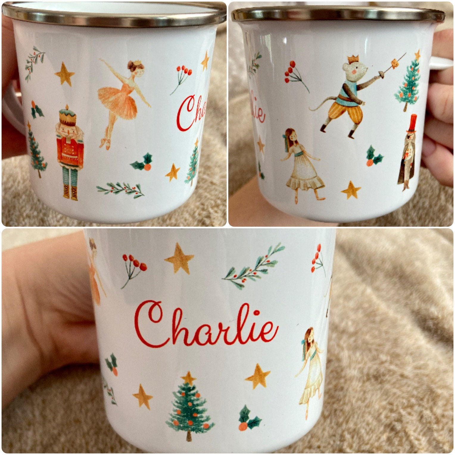 Enamel Mug Kids, Nutcracker Personalised Mug, Children’s mug, Christmas mug, Hot Chocolate Mug, Gift For Niece, Gift For Daughter, Christmas