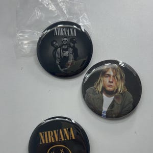 Nirvana Pins LARGE Buttons Kurt Cobain Dave Grohl Krist Novoselic