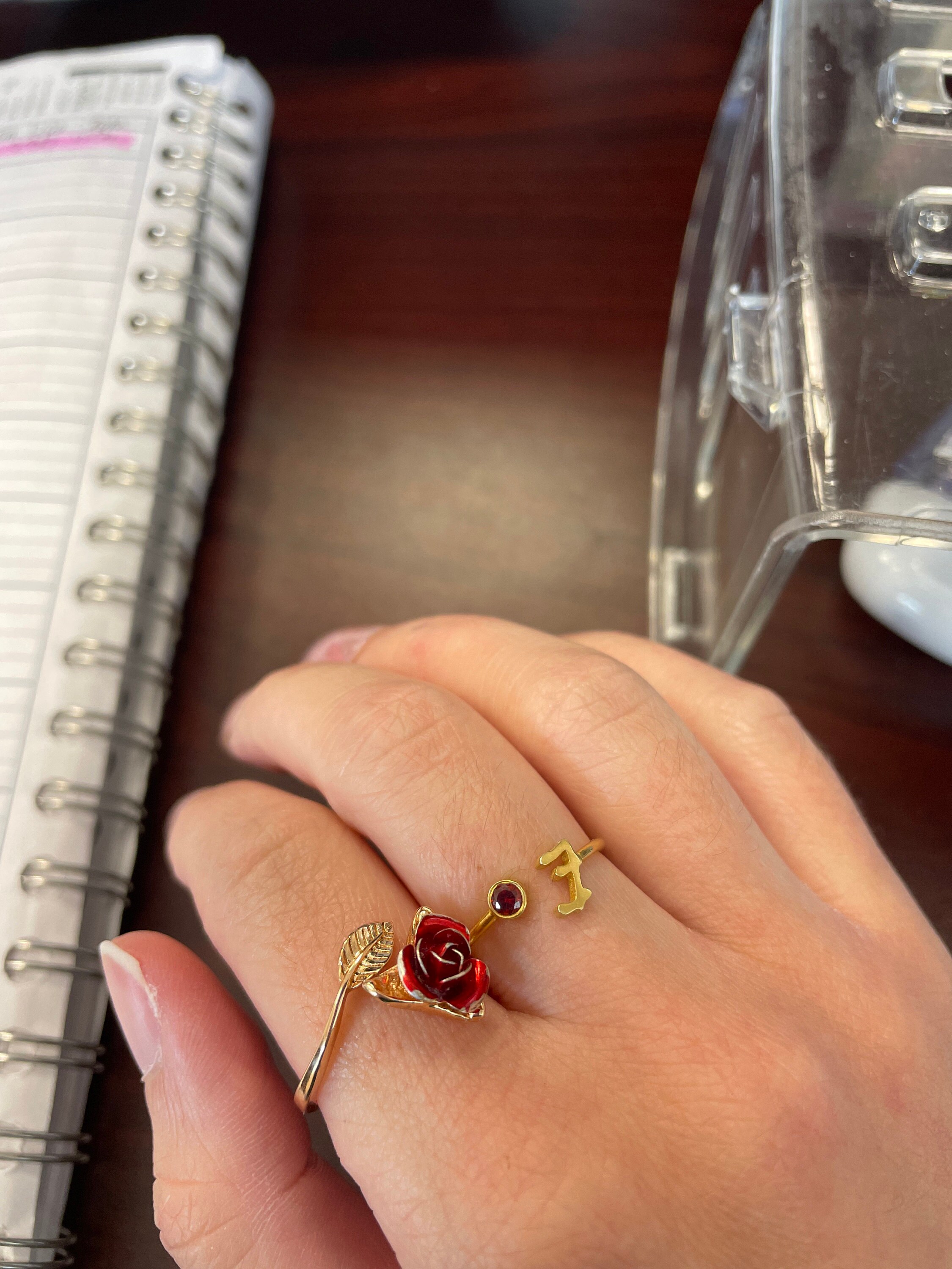 Custom Initial Birthstone Ring • Personalized Sterling Silver Initials Ring • Custom Name Gemstone Mother Ring • Mother Child Ring • RM06F48