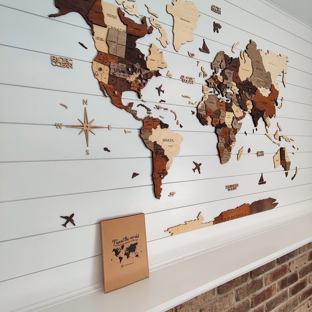 Wood Wall Map, World Map Wall Art, Large Travel Decor, House - Inspire  Uplift
