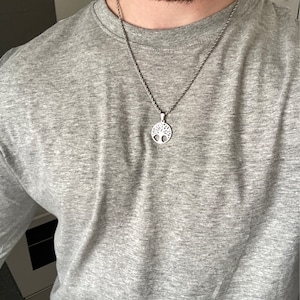 Collier Homme Arbre De Vie En Acier Inoxydable - Pendentif Rétro Noir/Argent | Cadeau Symbolique & Élégant