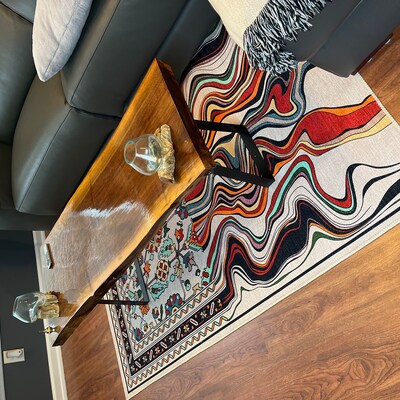 Vintage Handwoven Antique Red and Gray Mix Fluid Pattern Rug - Etsy