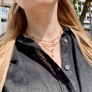 Genuine Gemstone Beaded Necklace, Pendant Cube Beads Choker, 18k Gold Beaded Necklace, Crystal Beads, Gold Filled Necklace, Cats Eye Beads