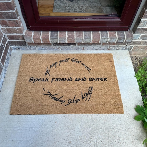 N/A Doormat Indoor Speak Friend and Enter Doormat housewarming gifts home decor