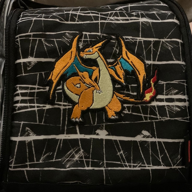 Mega Charizard Y - Iron on patch - Shiny Metallic Embroidered. Pokemon  patch.