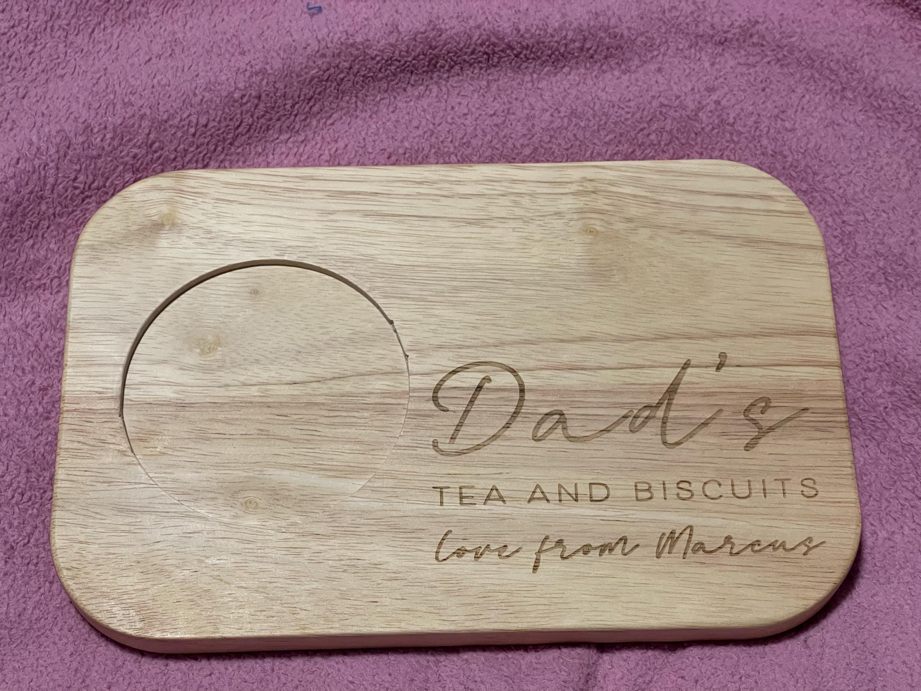 Personalized Custom Engraved Wooden Tea & Biscuit Board Serving Board Novelty Gift Birthday Valentines Housewarming Wedding Christmas