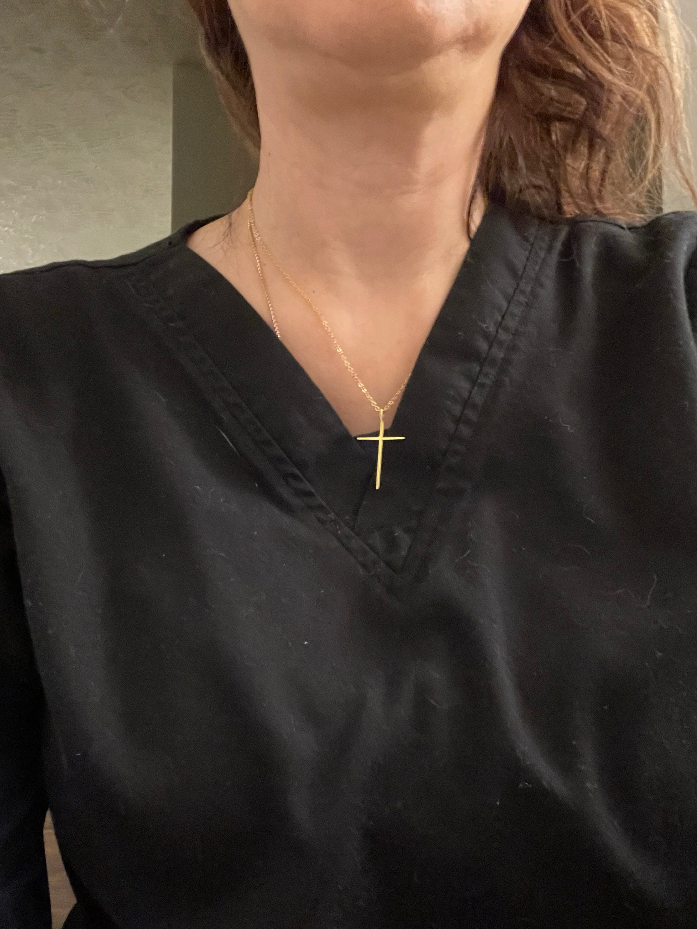 Gold Skinny Cross Pendant Necklace, Gold Cross Necklace, Birthday Gift, Bridesmaid Gift,Graduation Gift,Mother&#39;s Day Gift