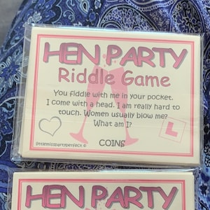 Hen Party Games Hen Night Dirty Riddle Drinking Games 24 | Etsy