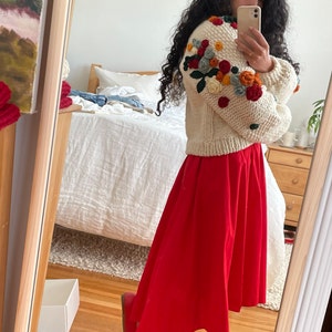 Handmade Knit Cardigan Chunky Embroidered Cardigan Cropped - Etsy