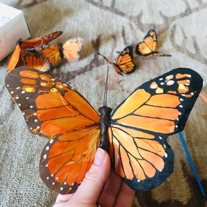 String Monarch Feather Butterflies Garland , Orange Artificial Butterflies,  String of Butterflies, Home and Garden, Weddings, Halloween 