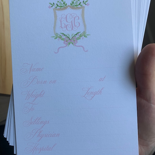 Watercolor Monogram Crest Baby Milestone Cards // Baby // Month Cards ...