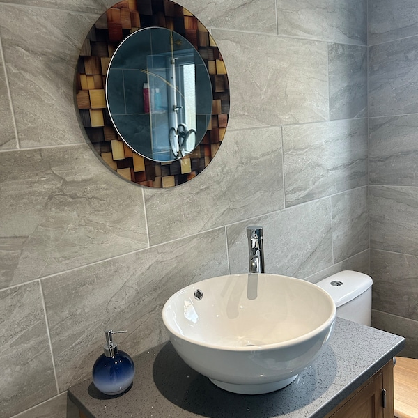 Round Mirror Wall Decor for Bathroom, Glass Wall Decor for Entryway ...