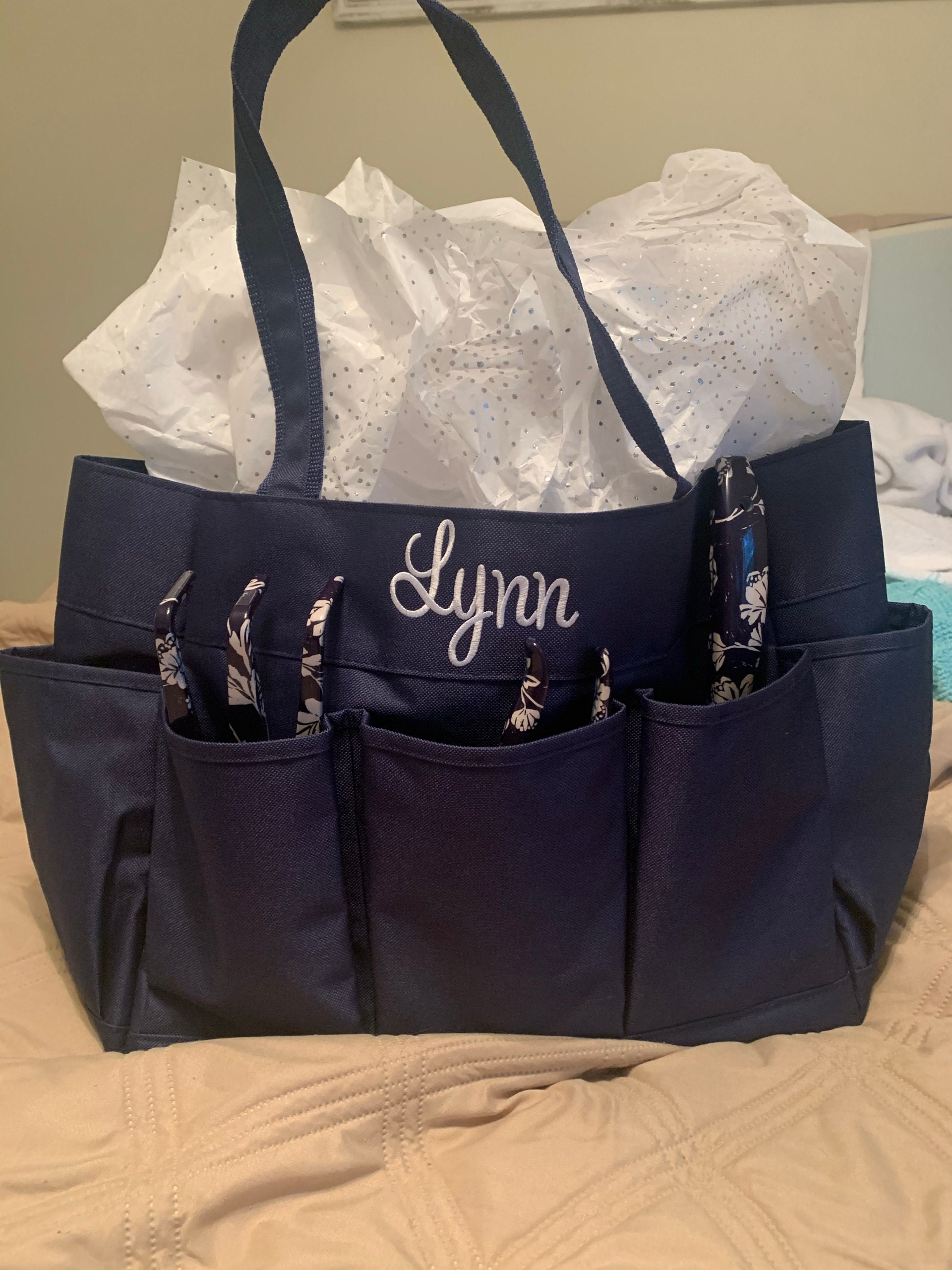 Monogrammed Carry All Bag-Baby Shower Gift-Monogrammed Gift-Monogrammed Travel Tote-Monogrammed Organizational Tote Bag-Monogram Pocket Tote