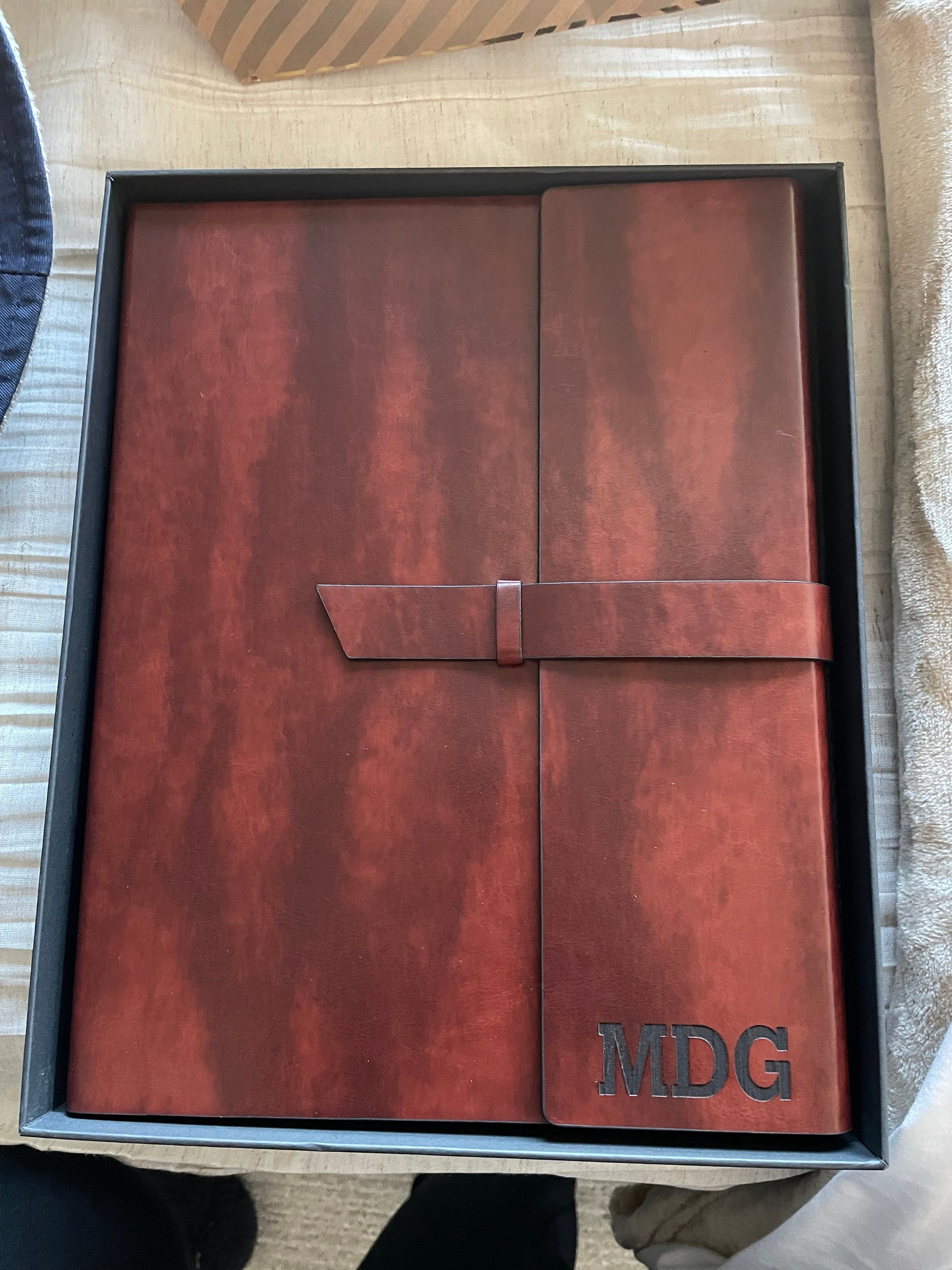 Personalized LEATHER PORTFOLIO Padfolio Notebook Organizer Folder Planner Business Corporate Gifts for Him Dad Men Boyfriend Custom Engraved