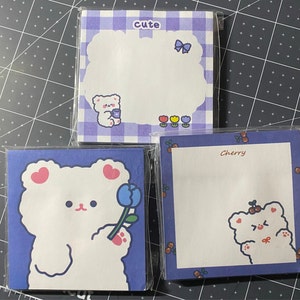 Cute Bear Memo Pads Sticker Note 80 Sheets Kawaii Mini Note Pad - Etsy