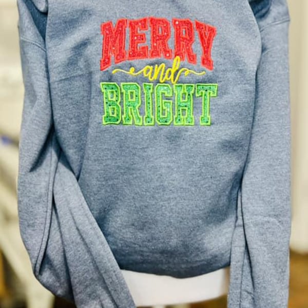 Merry Embroidered Christmas Top