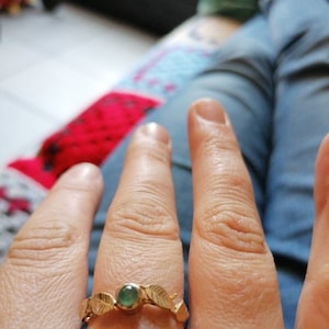 Bague plaquée or et aventurine trèfle - Lili Shopping